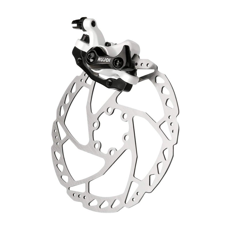 RUJOI Bike Disc Brake Kit, Aluminum Front Caliper, Full Aluminum Alloy Bicycle Brake Lever, 160mm Rotor, Mechanic Tool-Free Pad Adjuster for Road Bike, Mountain Bike (1 Set) - Image 1